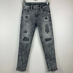 American Eagle Next Level Flex Jeans Mens 26 x 28 Distressed Acid Washed Black